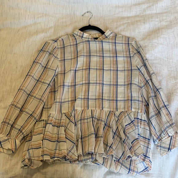 Maeve Plaid Peplum blouse - Picture 2 of 3